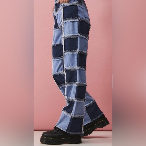 NWT-THE RAGGED PRIEST SZ 28W STRAIGHT LEG JEAN Blue Muse PATCHWORK,EXPOSED SEAMS - Picture 3 of 6